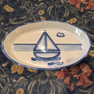 Nautical Blue and White Oval Platter